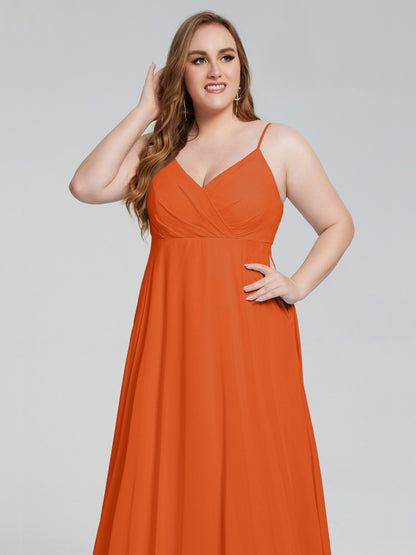 Mariah Sweep Train Sleeveless Plus Size Bridesmaid Dresses