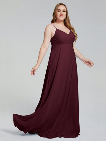 Mariah Sweep Train Sleeveless Plus Size Bridesmaid Dresses