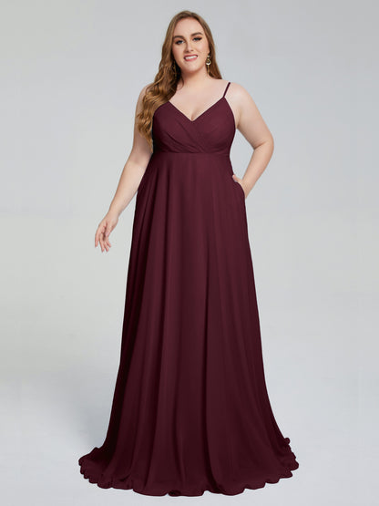 Mariah Sweep Train Sleeveless Plus Size Bridesmaid Dresses