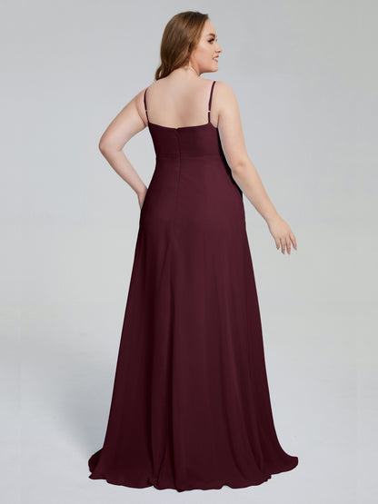 Mariah Sweep Train Sleeveless Plus Size Bridesmaid Dresses