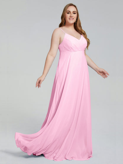 Mariah Sweep Train Sleeveless Plus Size Bridesmaid Dresses