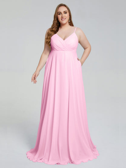 Mariah Sweep Train Sleeveless Plus Size Bridesmaid Dresses