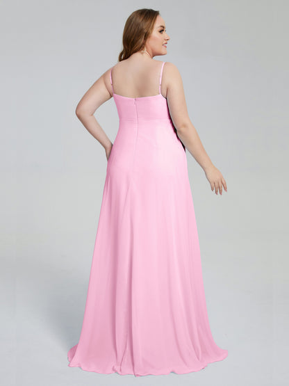 Mariah Sweep Train Sleeveless Plus Size Bridesmaid Dresses