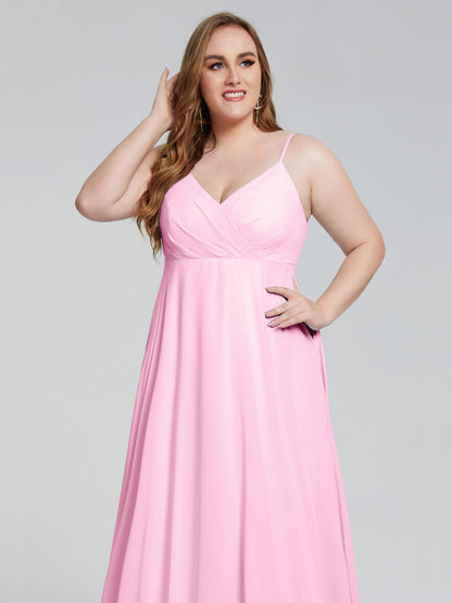 Mariah Sweep Train Sleeveless Plus Size Bridesmaid Dresses