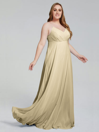 Mariah Sweep Train Sleeveless Plus Size Bridesmaid Dresses