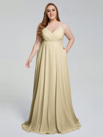 Mariah Sweep Train Sleeveless Plus Size Bridesmaid Dresses