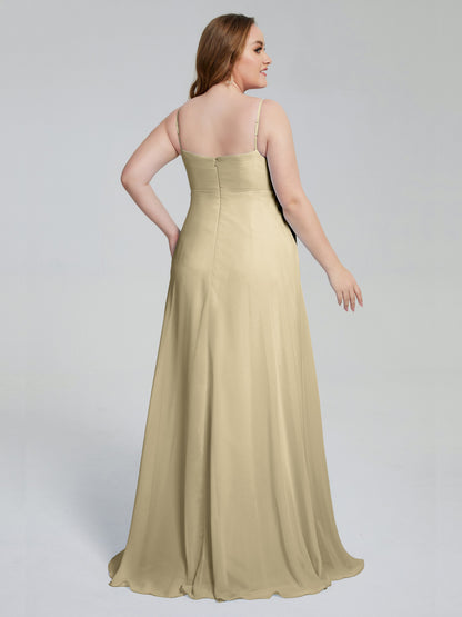 Mariah Sweep Train Sleeveless Plus Size Bridesmaid Dresses