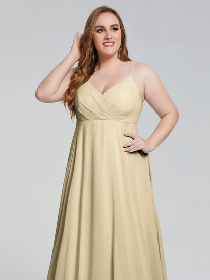 Mariah Sweep Train Sleeveless Plus Size Bridesmaid Dresses