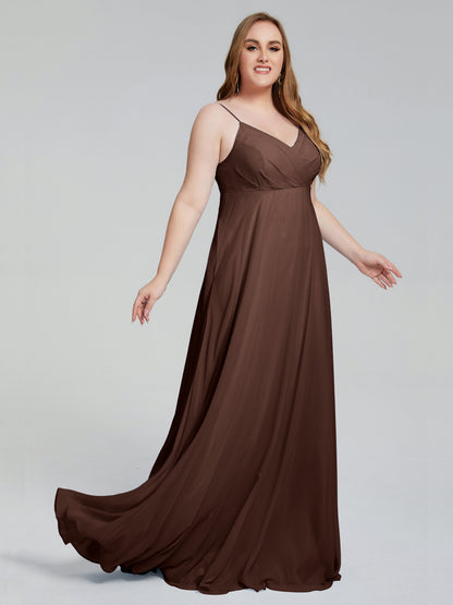 Mariah Sweep Train Sleeveless Plus Size Bridesmaid Dresses
