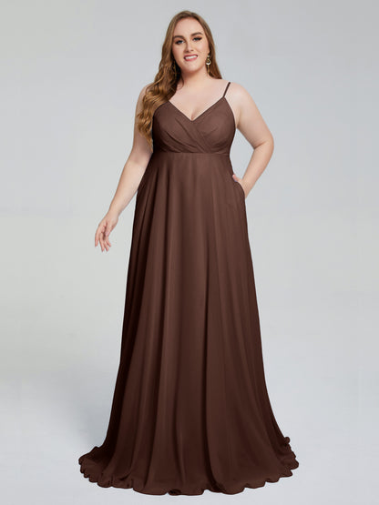 Mariah Sweep Train Sleeveless Plus Size Bridesmaid Dresses