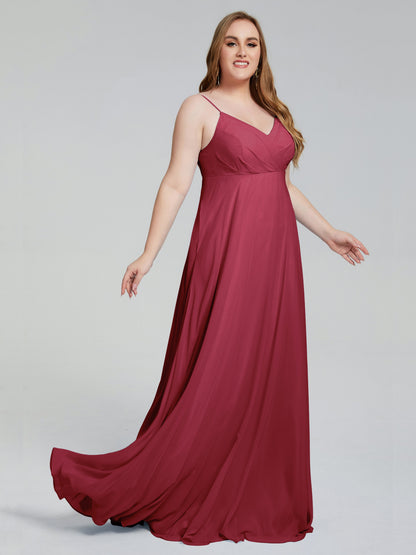 Mariah Sweep Train Sleeveless Plus Size Bridesmaid Dresses