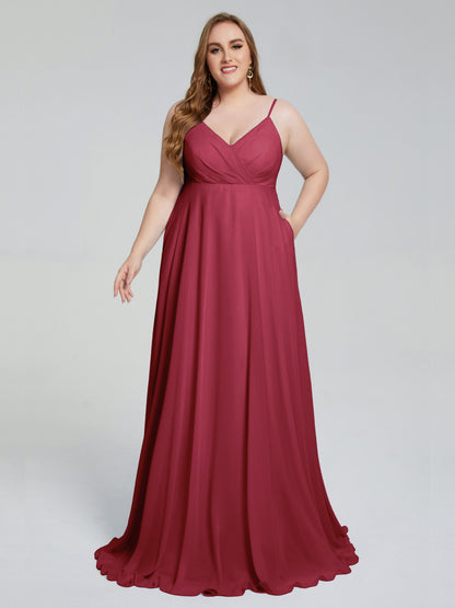 Mariah Sweep Train Sleeveless Plus Size Bridesmaid Dresses