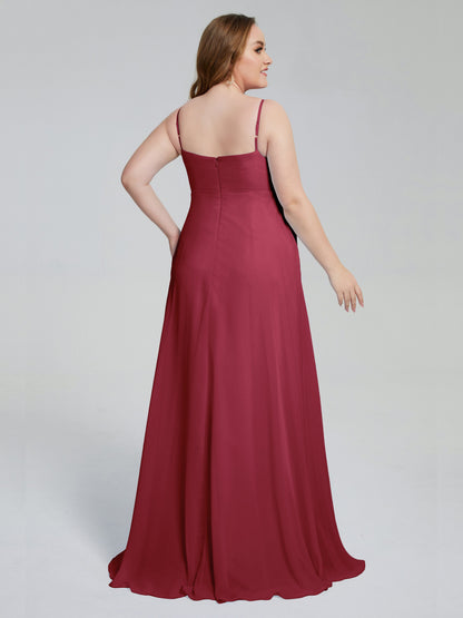 Mariah Sweep Train Sleeveless Plus Size Bridesmaid Dresses