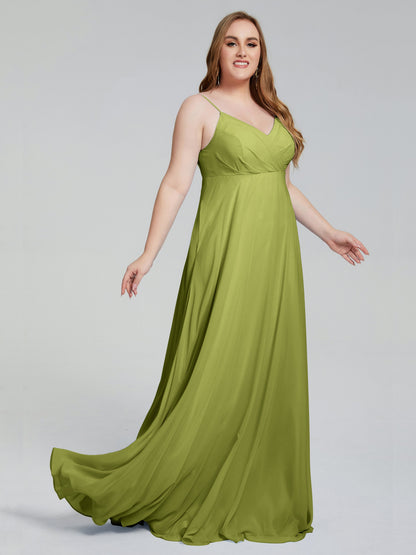Mariah Sweep Train Sleeveless Plus Size Bridesmaid Dresses