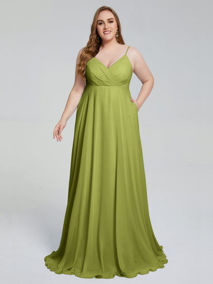 Mariah Sweep Train Sleeveless Plus Size Bridesmaid Dresses