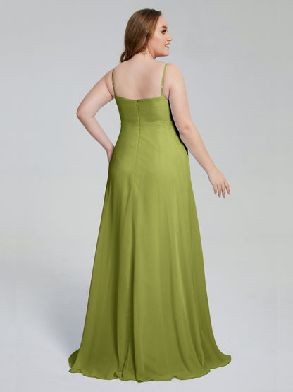 Mariah Sweep Train Sleeveless Plus Size Bridesmaid Dresses