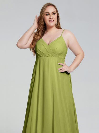 Mariah Sweep Train Sleeveless Plus Size Bridesmaid Dresses