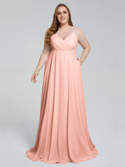 Mariah Sweep Train Sleeveless Plus Size Bridesmaid Dresses