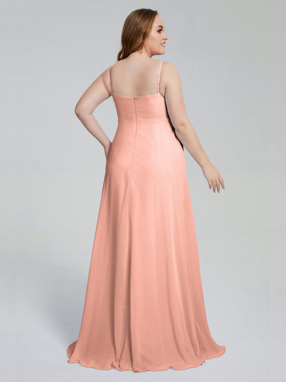 Mariah Sweep Train Sleeveless Plus Size Bridesmaid Dresses