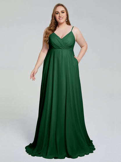 Mariah Sweep Train Sleeveless Plus Size Bridesmaid Dresses