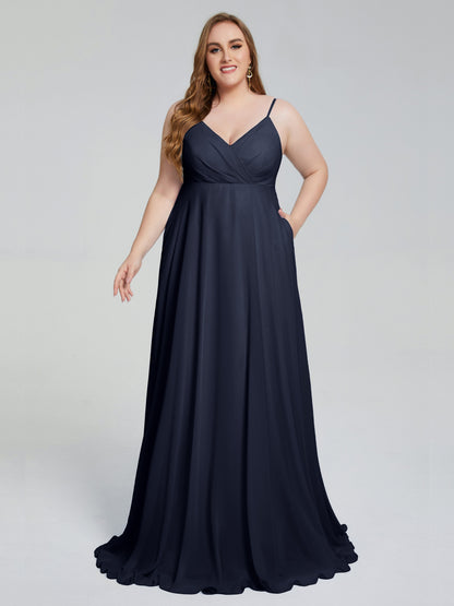 Mariah Sweep Train Sleeveless Plus Size Bridesmaid Dresses