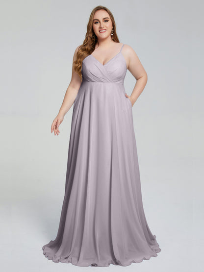 Mariah Sweep Train Sleeveless Plus Size Bridesmaid Dresses
