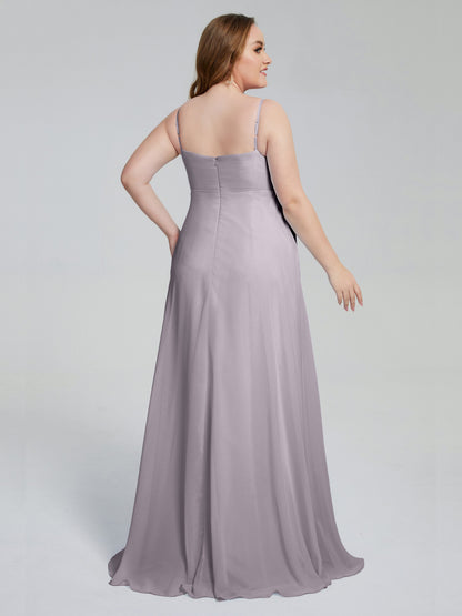 Mariah Sweep Train Sleeveless Plus Size Bridesmaid Dresses