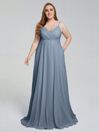 Mariah Sweep Train Sleeveless Plus Size Bridesmaid Dresses