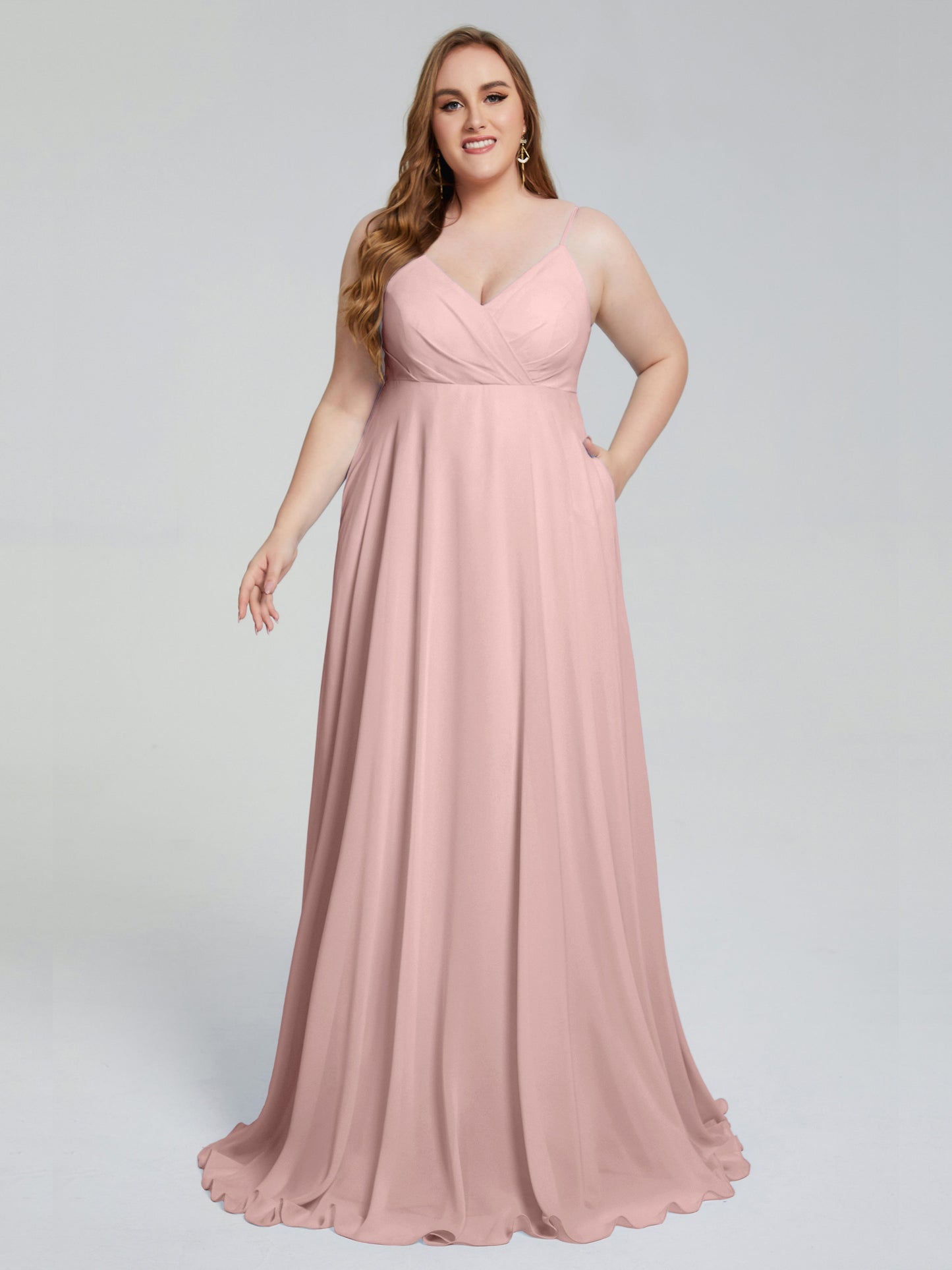 Mariah Sweep Train Sleeveless Plus Size Bridesmaid Dresses