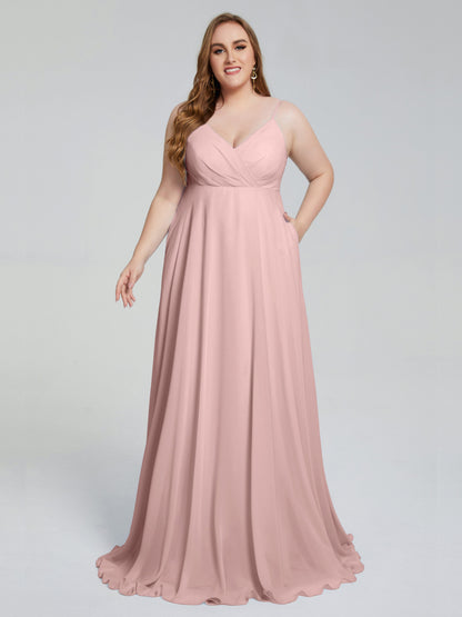 Mariah Sweep Train Sleeveless Plus Size Bridesmaid Dresses