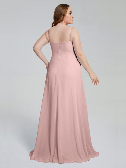 Mariah Sweep Train Sleeveless Plus Size Bridesmaid Dresses