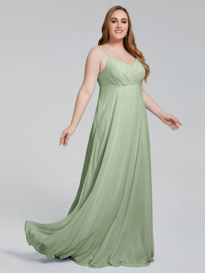 Mariah Sweep Train Sleeveless Plus Size Bridesmaid Dresses
