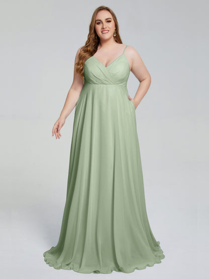 Mariah Sweep Train Sleeveless Plus Size Bridesmaid Dresses
