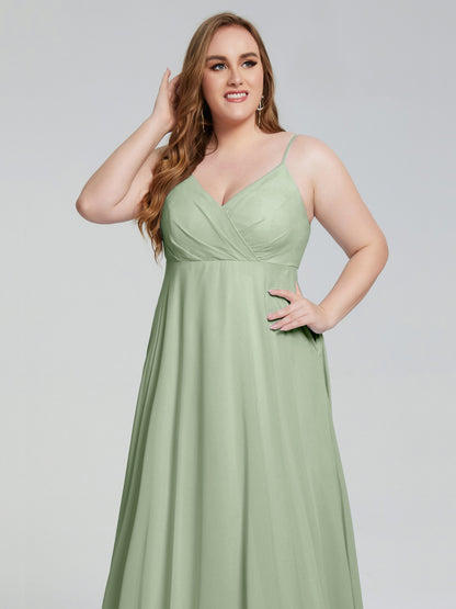 Mariah Sweep Train Sleeveless Plus Size Bridesmaid Dresses