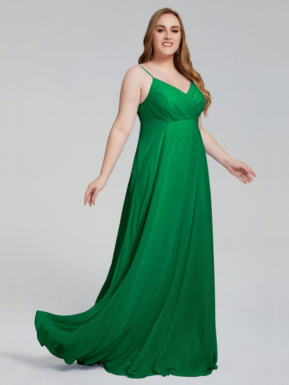 Mariah Sweep Train Sleeveless Plus Size Bridesmaid Dresses