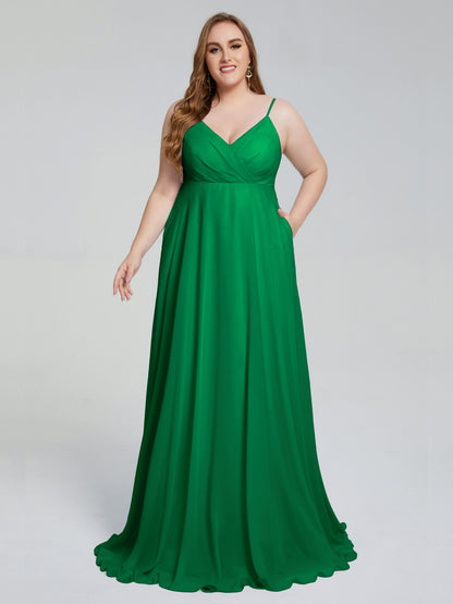 Mariah Sweep Train Sleeveless Plus Size Bridesmaid Dresses