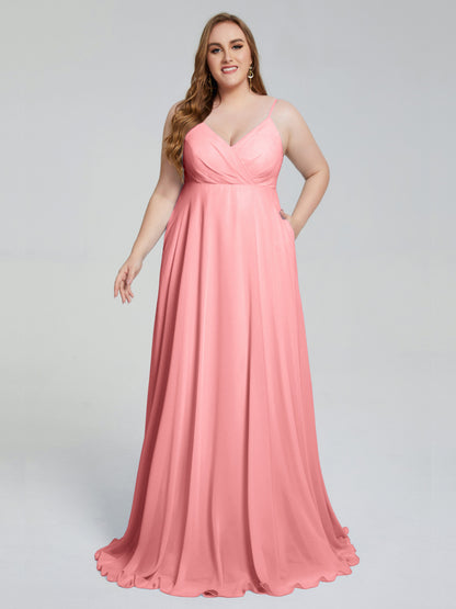 Mariah Sweep Train Sleeveless Plus Size Bridesmaid Dresses