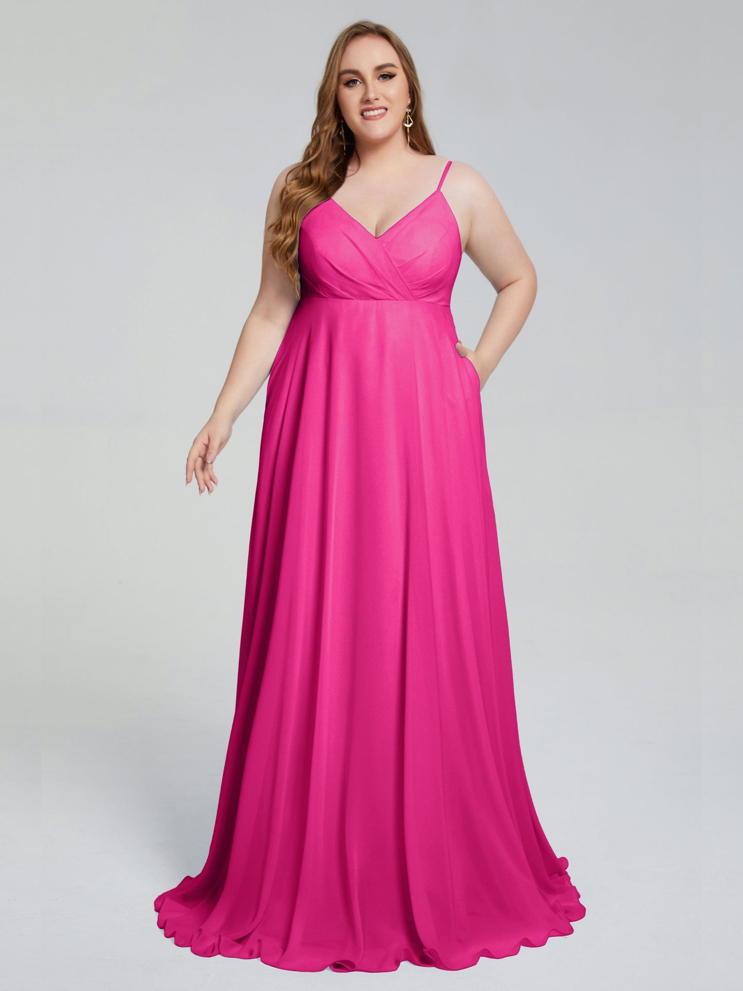 Mariah Sweep Train Sleeveless Plus Size Bridesmaid Dresses