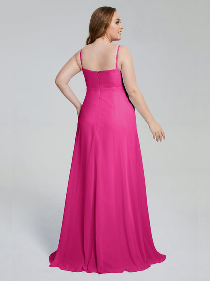 Mariah Sweep Train Sleeveless Plus Size Bridesmaid Dresses