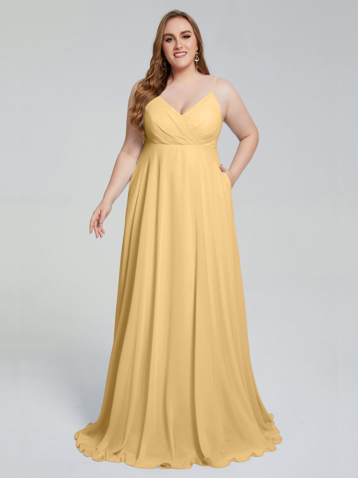 Mariah Sweep Train Sleeveless Plus Size Bridesmaid Dresses
