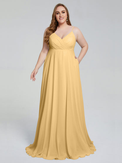 Mariah Sweep Train Sleeveless Plus Size Bridesmaid Dresses