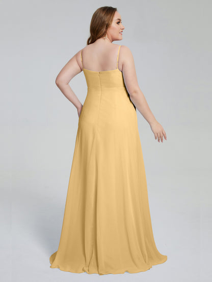 Mariah Sweep Train Sleeveless Plus Size Bridesmaid Dresses