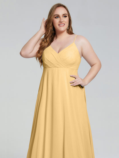 Mariah Sweep Train Sleeveless Plus Size Bridesmaid Dresses