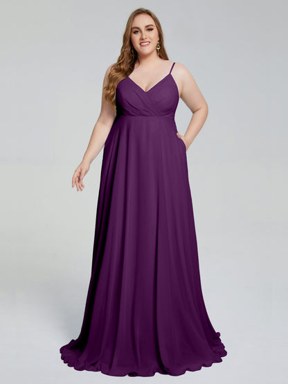 Mariah Sweep Train Sleeveless Plus Size Bridesmaid Dresses