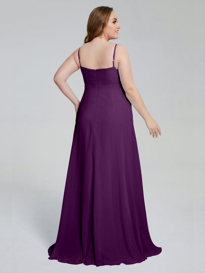 Mariah Sweep Train Sleeveless Plus Size Bridesmaid Dresses