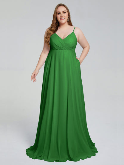 Mariah Sweep Train Sleeveless Plus Size Bridesmaid Dresses
