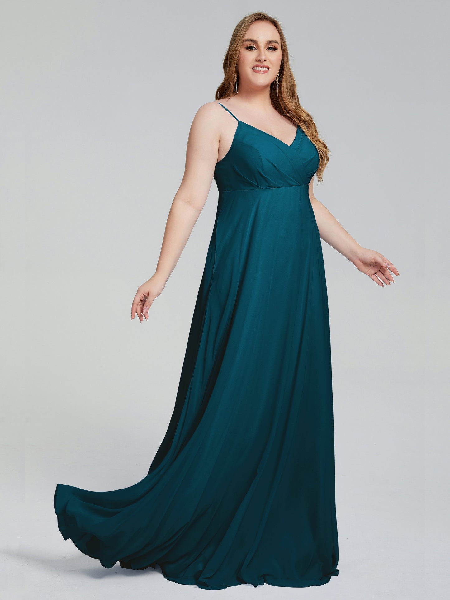 Mariah Sweep Train Sleeveless Plus Size Bridesmaid Dresses