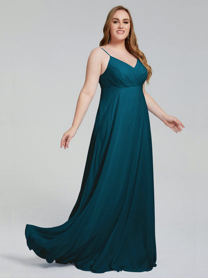 Mariah Sweep Train Sleeveless Plus Size Bridesmaid Dresses