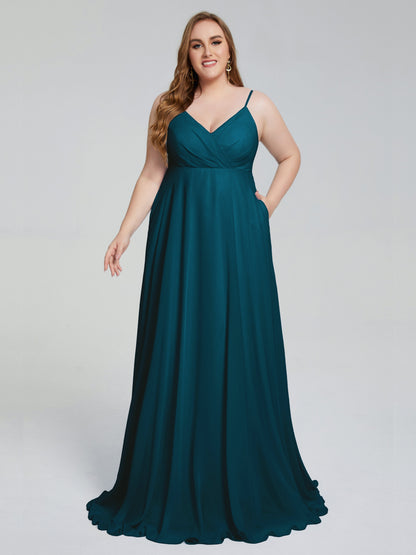 Mariah Sweep Train Sleeveless Plus Size Bridesmaid Dresses