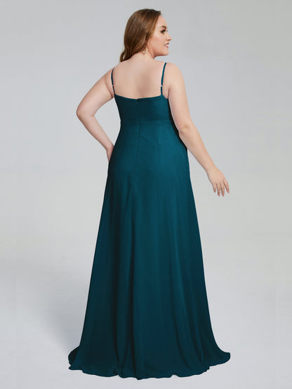 Mariah Sweep Train Sleeveless Plus Size Bridesmaid Dresses
